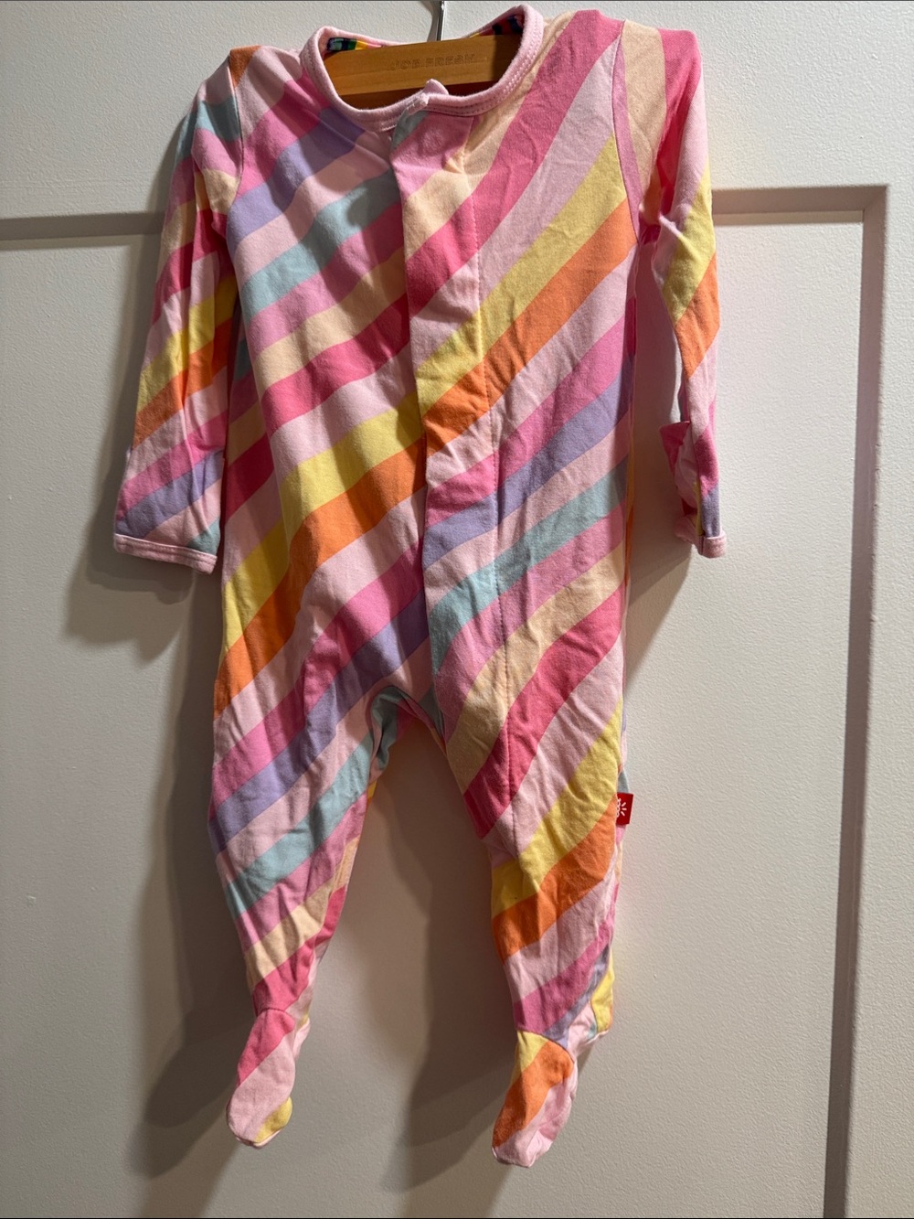 Magnetic Me Pastel Rainbow Diagonal Stripe Footed One-Piece